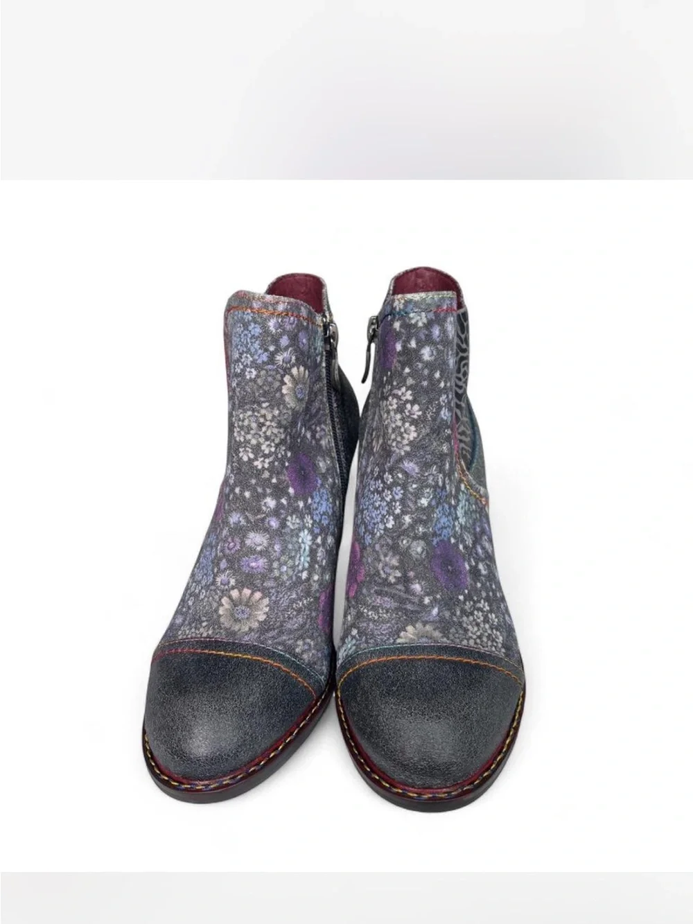 L’Artiste Spring Step Melvina Floral Leather Ankle Boots EU 38 US 7.5/8 like new